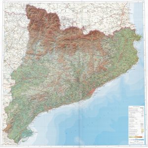 Mapa físico de la comunidad autónoma de Cataluña.