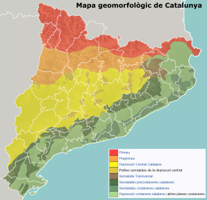 Mapa geomorfológico de Cataluña. Mapa geomorfológico de Cataluña.
