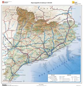 Mapa topográfico de Cataluña.