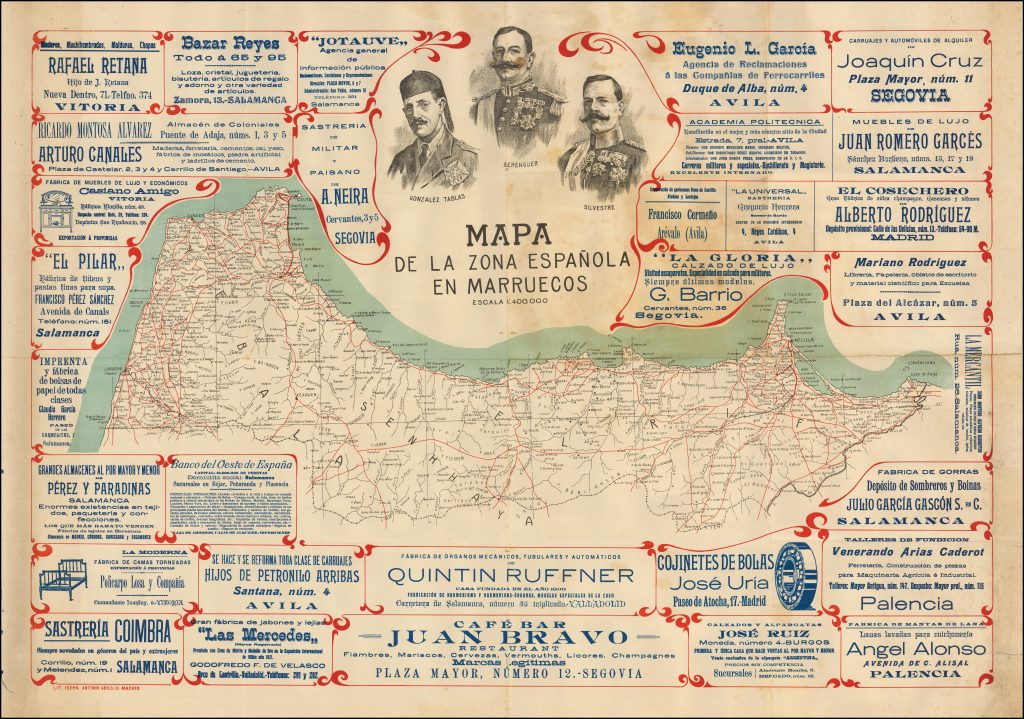 Mapa de 1920 de la "zona española en Marruecos".