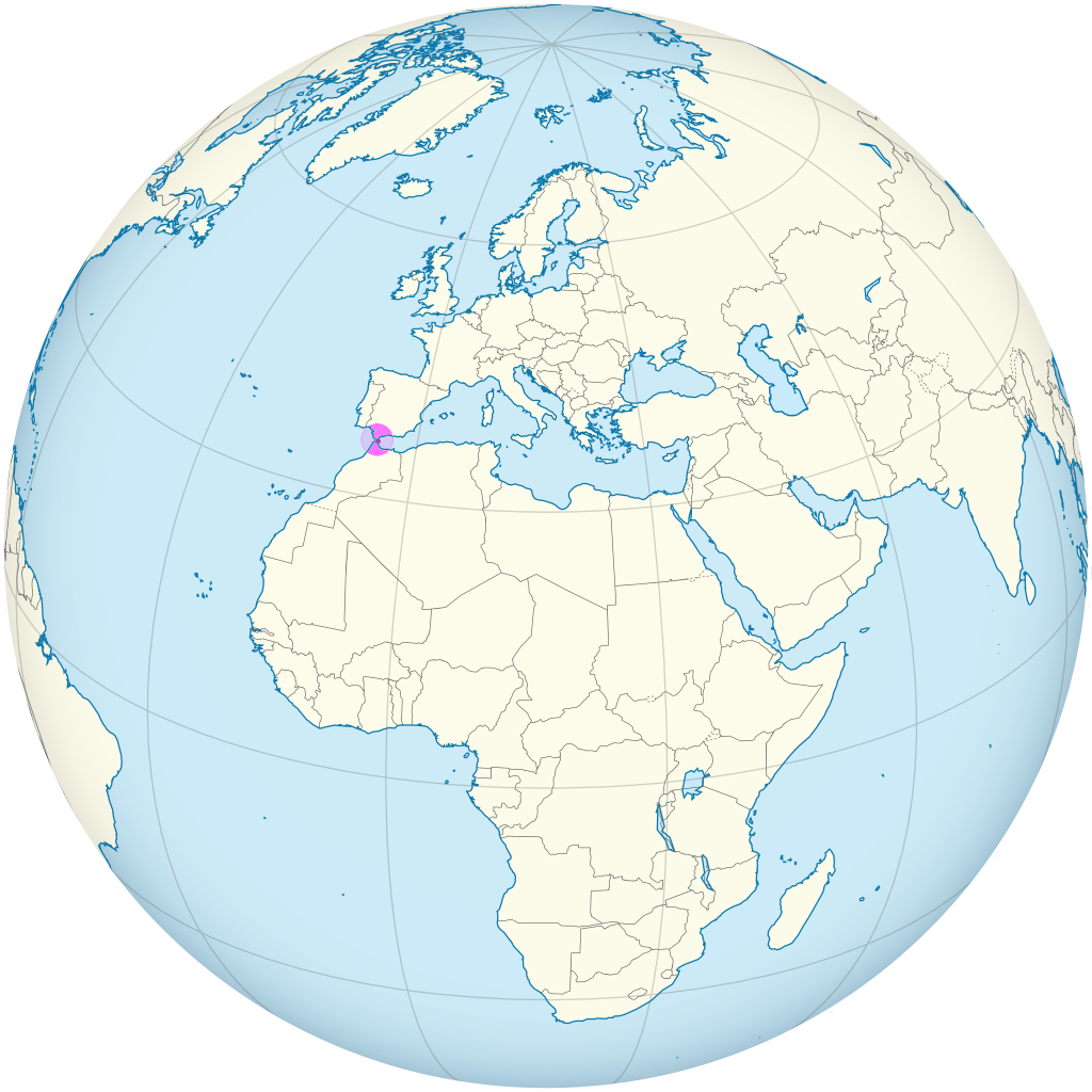Mapa de ubicación de Ceuta.