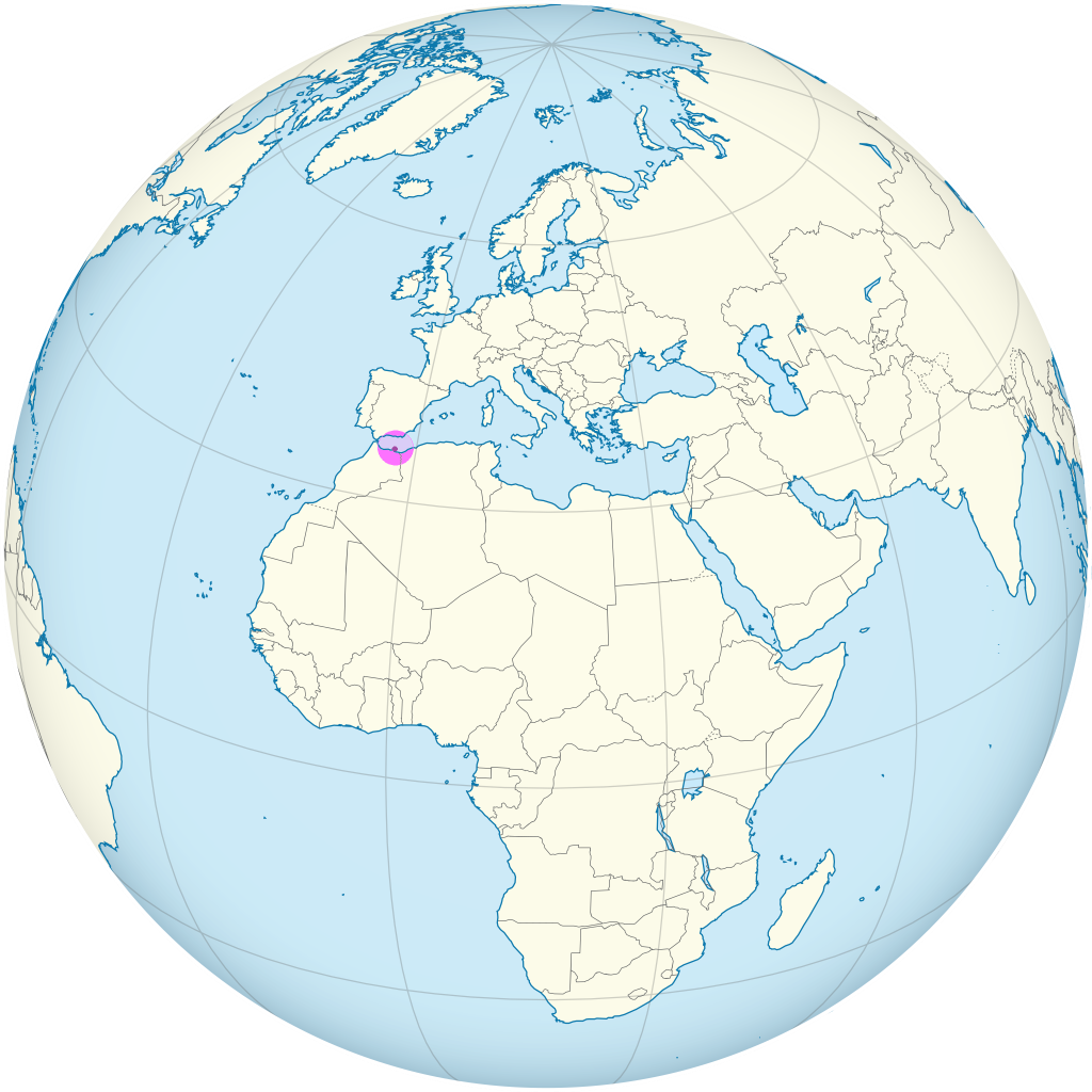 Mapa de ubicación de Melilla.