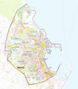 Mapa en relieve de Melilla. Mapa en relieve de Melilla.