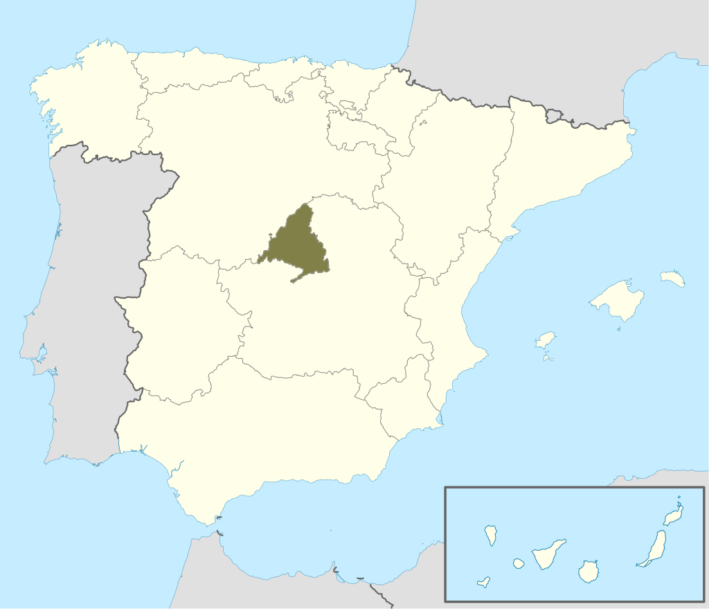 Mapa de ubicación de la Comunidad de Madrid.