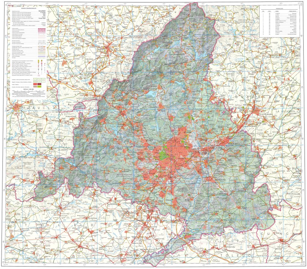 Mapa de carreteras de la Comunidad de Madrid.