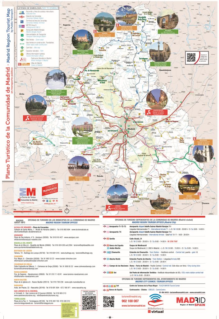 Mapa turístico de la Comunidad de Madrid.