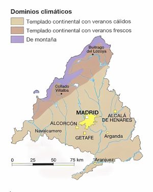 Mapa climático de la Comunidad de Madrid