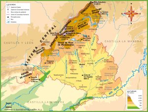 Mapa en relieve de la Comunidad de Madrid.