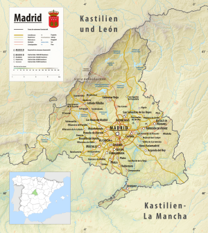 Mapa físico de la Comunidad de Madrid