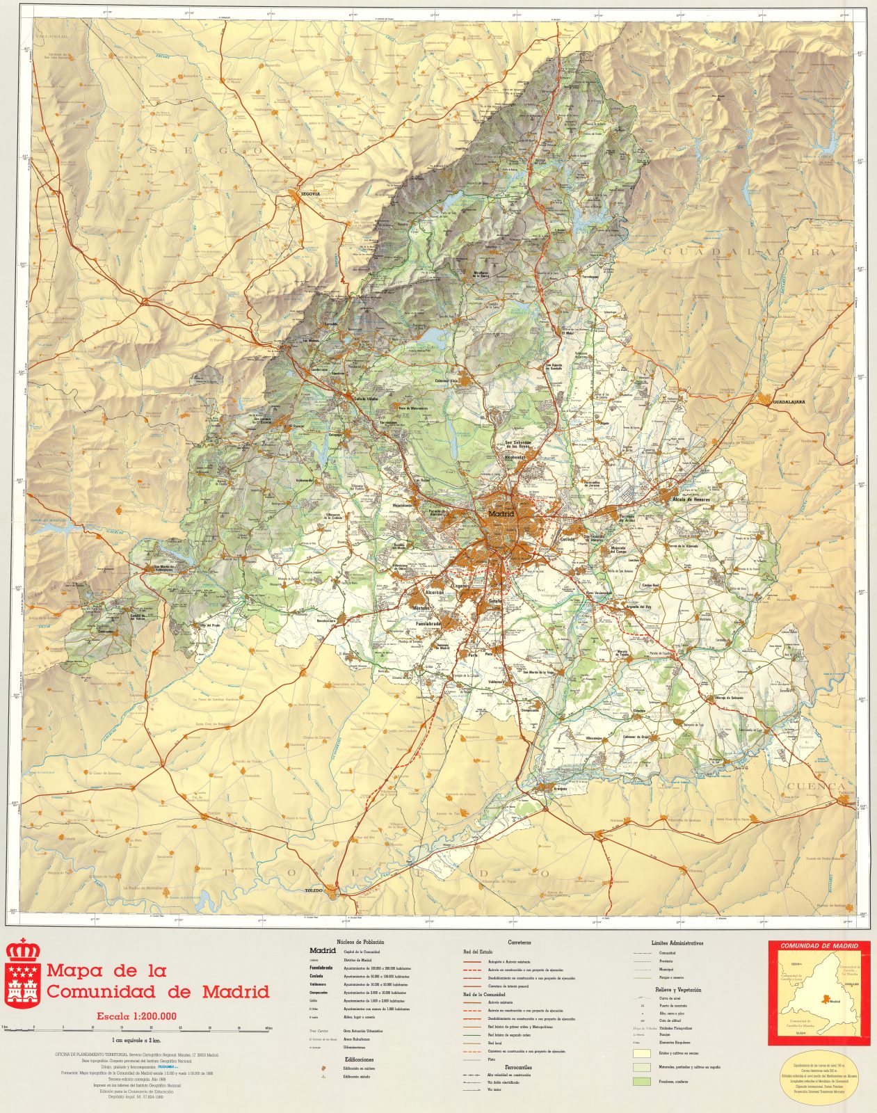 Mapa físico de la Comunidad de Madrid - Galería de mapas