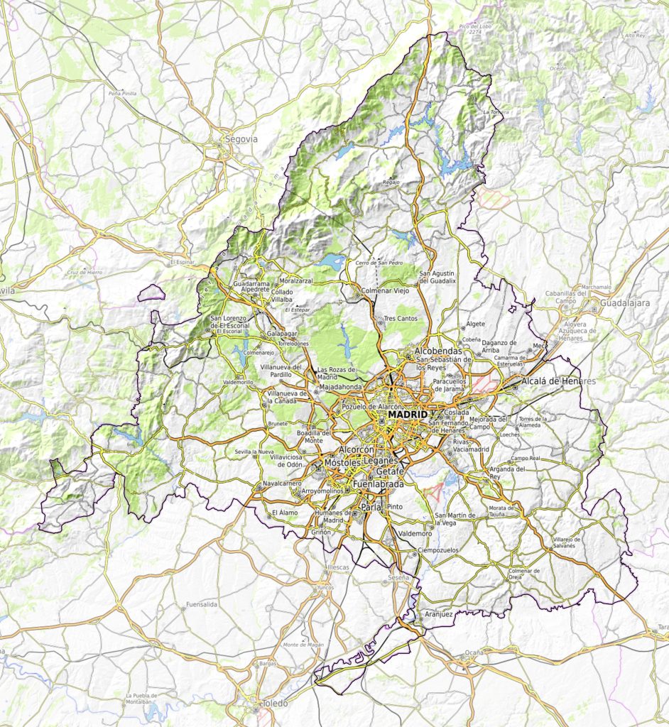 Mapa físico de la Comunidad de Madrid - Galería de mapas