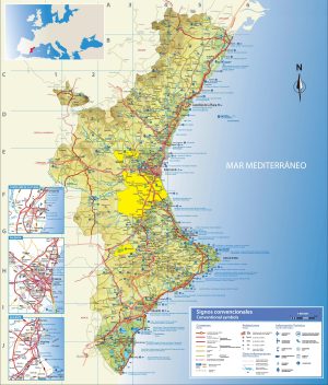 Mapa turístico de la Comunidad Valenciana
