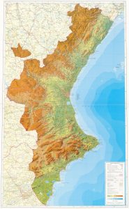 Mapa topográfico de la Comunidad Valenciana.