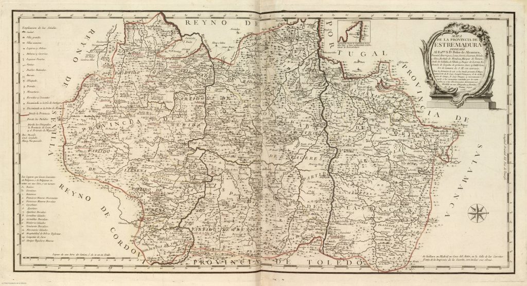 Mapa de la provincia de Estremadura 1766.