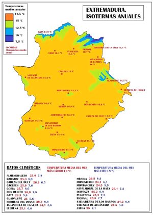 Mapas climáticos de Extremadura