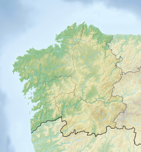 Mapa físico en blanco de Galicia.