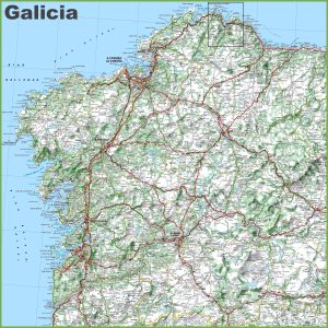 Mapa en relieve de Galicia.