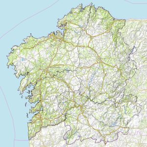 Mapa topográfico de la comunidad autónoma de Galicia.