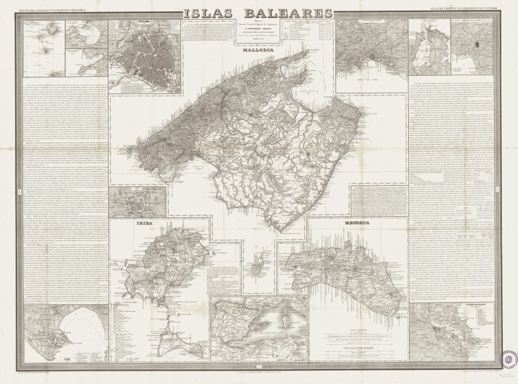 Mapa de las Islas Baleares de 1851.