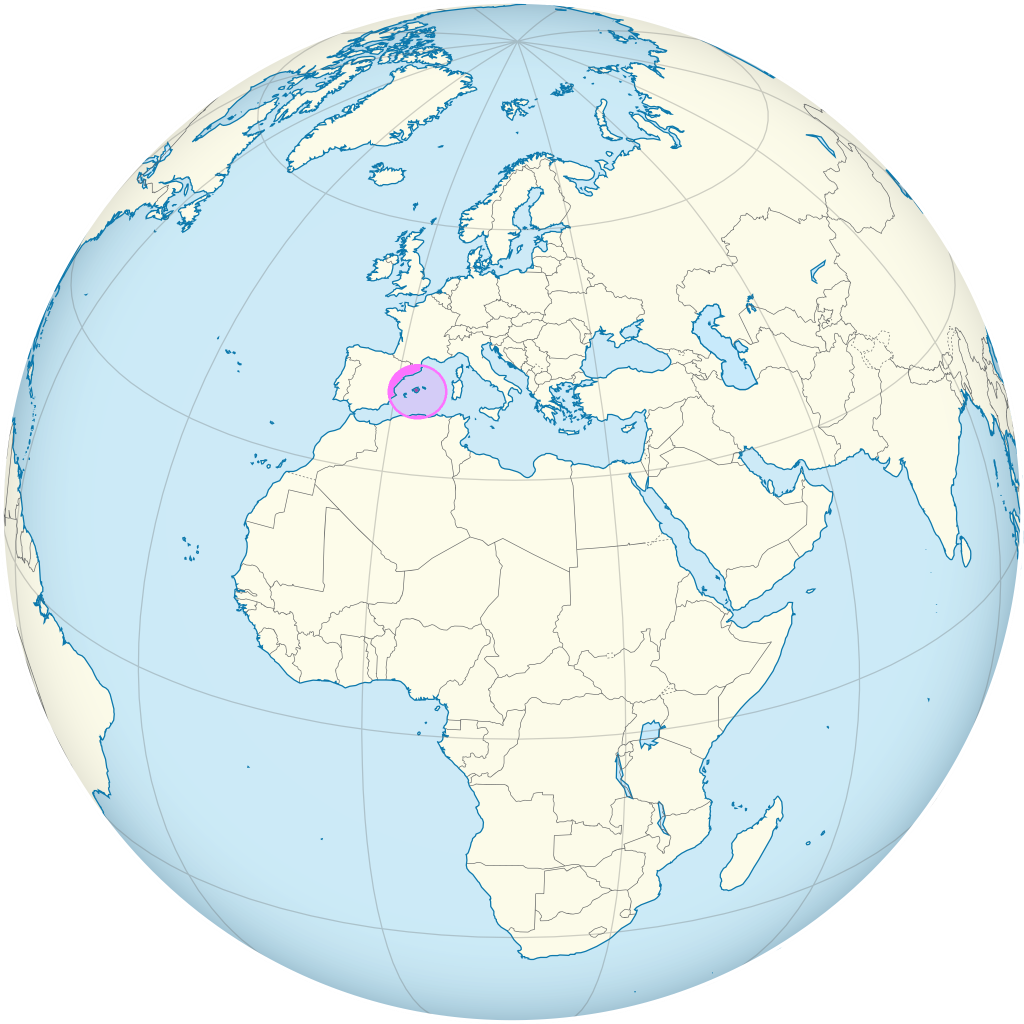 Mapa de ubicación de las Islas Baleares.