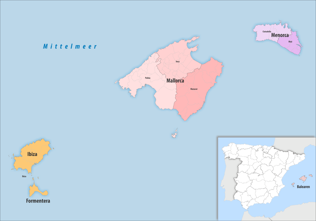Mapa de los partidos judiciales de las Islas Baleares.