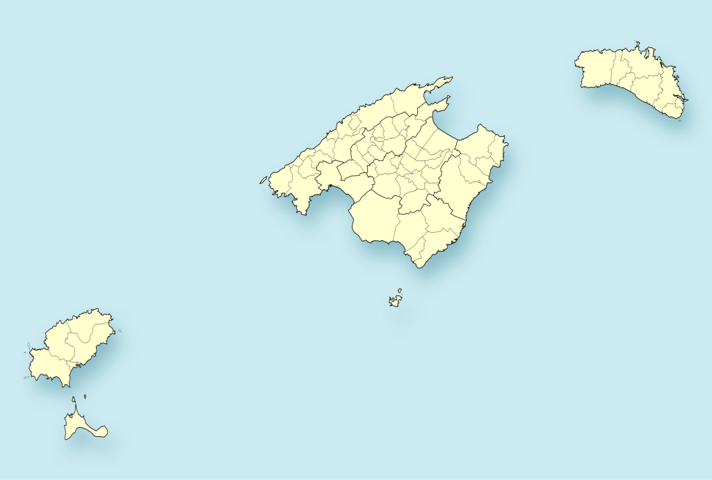 Mapa mudo de las Islas Baleares.