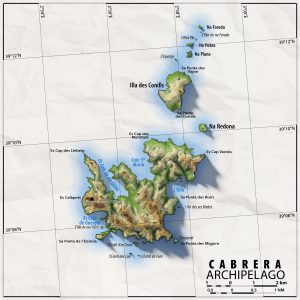 Mapa topográfico del archipiélago de Cabrera.