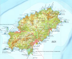 Mapa topográfico de Ibiza.