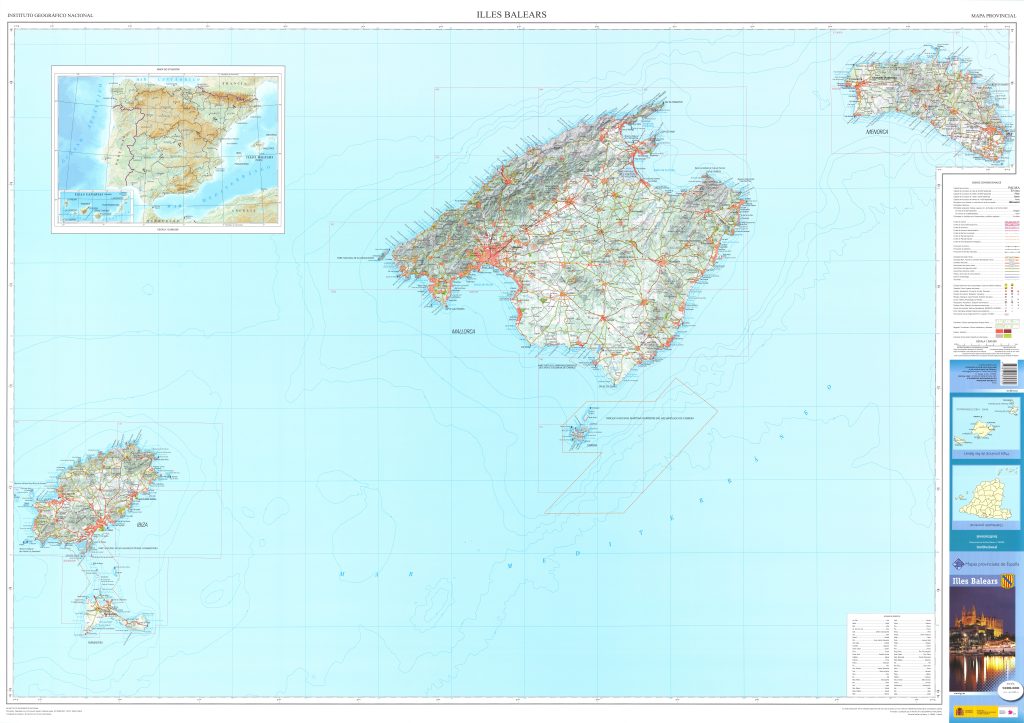 Mapa de carreteras de las Islas Baleares.