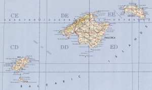 Mapa topográfico de las Baleares.