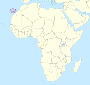 Mapa de localización de las Islas Canarias en África.