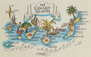 Mapa turístico pictórico de Canarias de 1953.