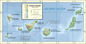 Mapa físico de las Islas Canarias. Mapa físico de las Islas Canarias.