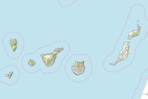 Mapa topográfico de las Islas Canarias.