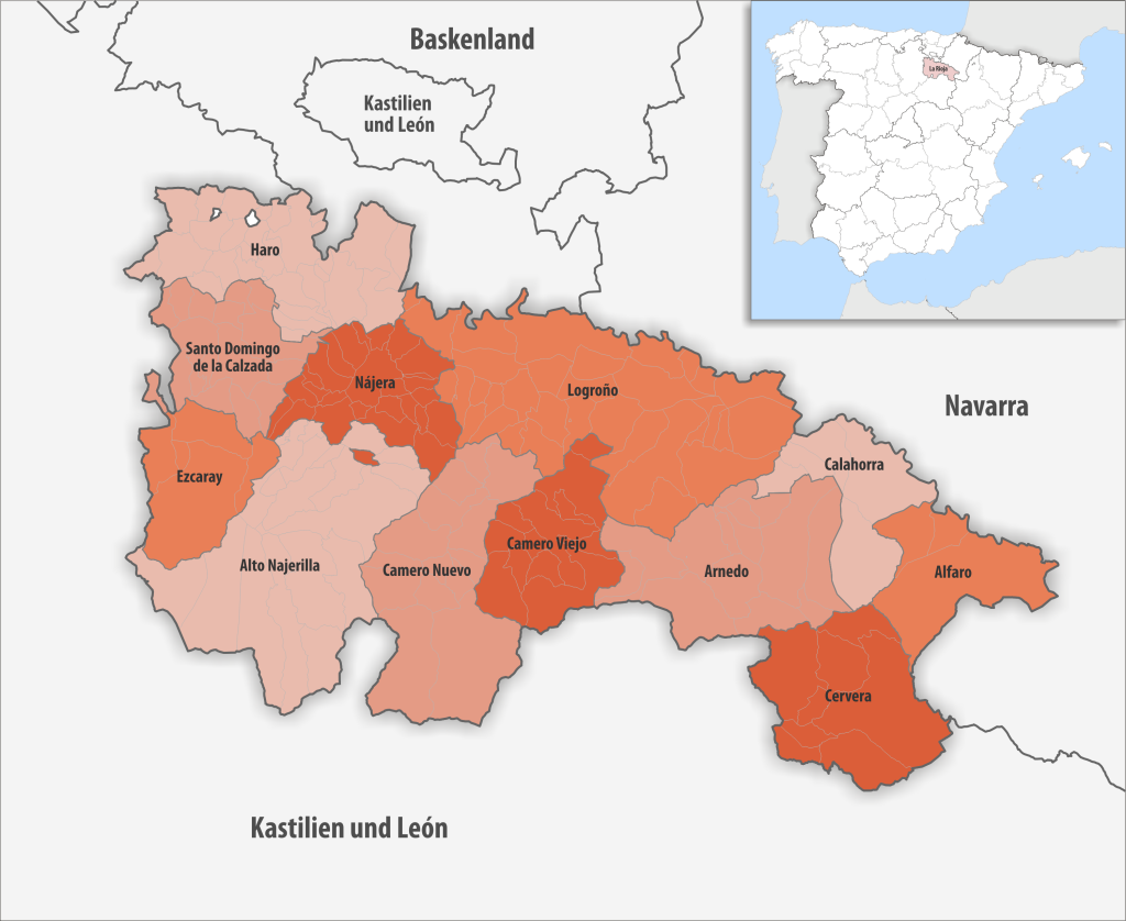 Mapa de las comarcas de La Rioja.