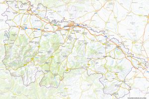 Mapa en relieve de la comunidad autónoma de La Rioja.