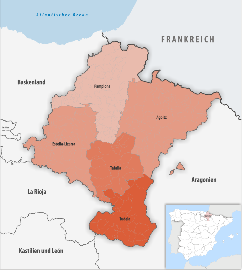 Mapa de los partidos judiciales de Navarra.