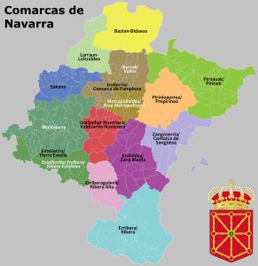 Mapa de las comarcas de la Comunidad Foral de Navarra de Navarra.