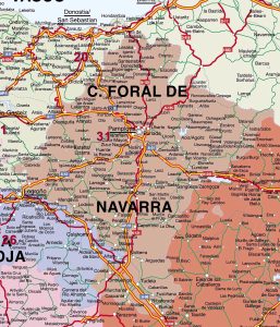 Mapa de las principales ciudades de Navarra.