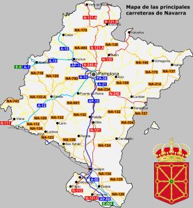 Mapa de las principales carreteras de Navarra.