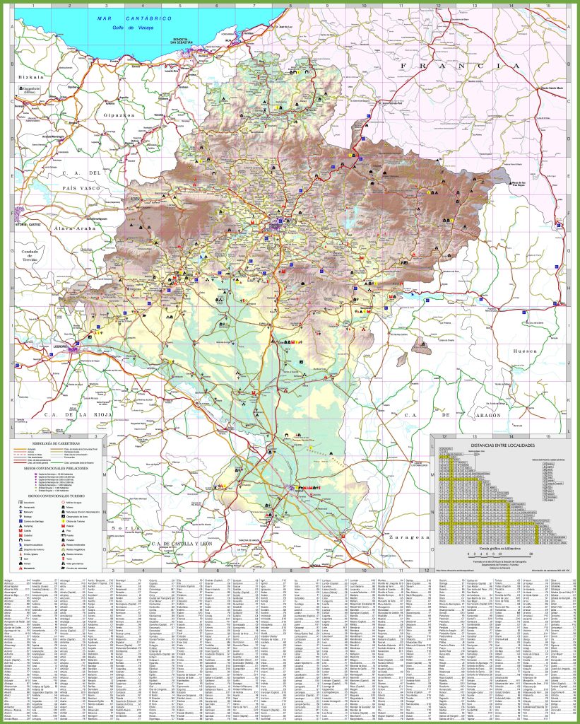 Mapa turístico de Navarra.