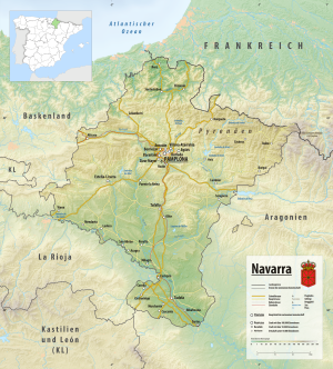 Mapa físico de Navarra