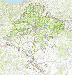 Mapa físico de la Comunidad Foral de Navarra.