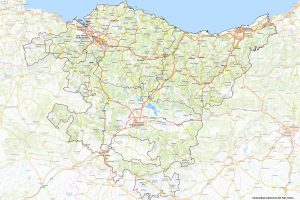 Mapa en relieve del País Vasco.