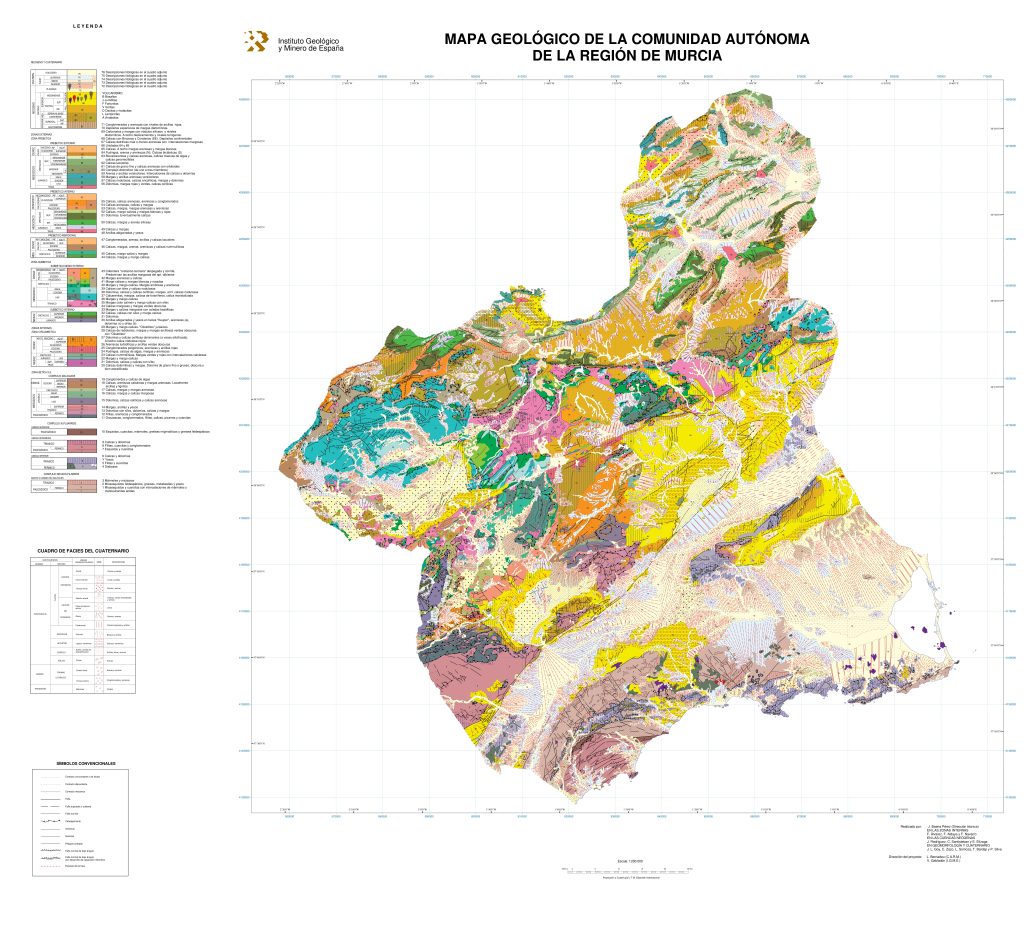 Mapa geológico de la Región de Murcia.
