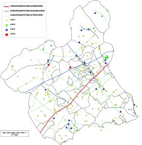 Mapa sismotectónico de la Región de Murcia.