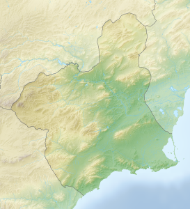 Mapa físico en blanco de la Región de Murcia.