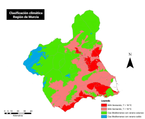 Mapa climático de la Región de Murcia