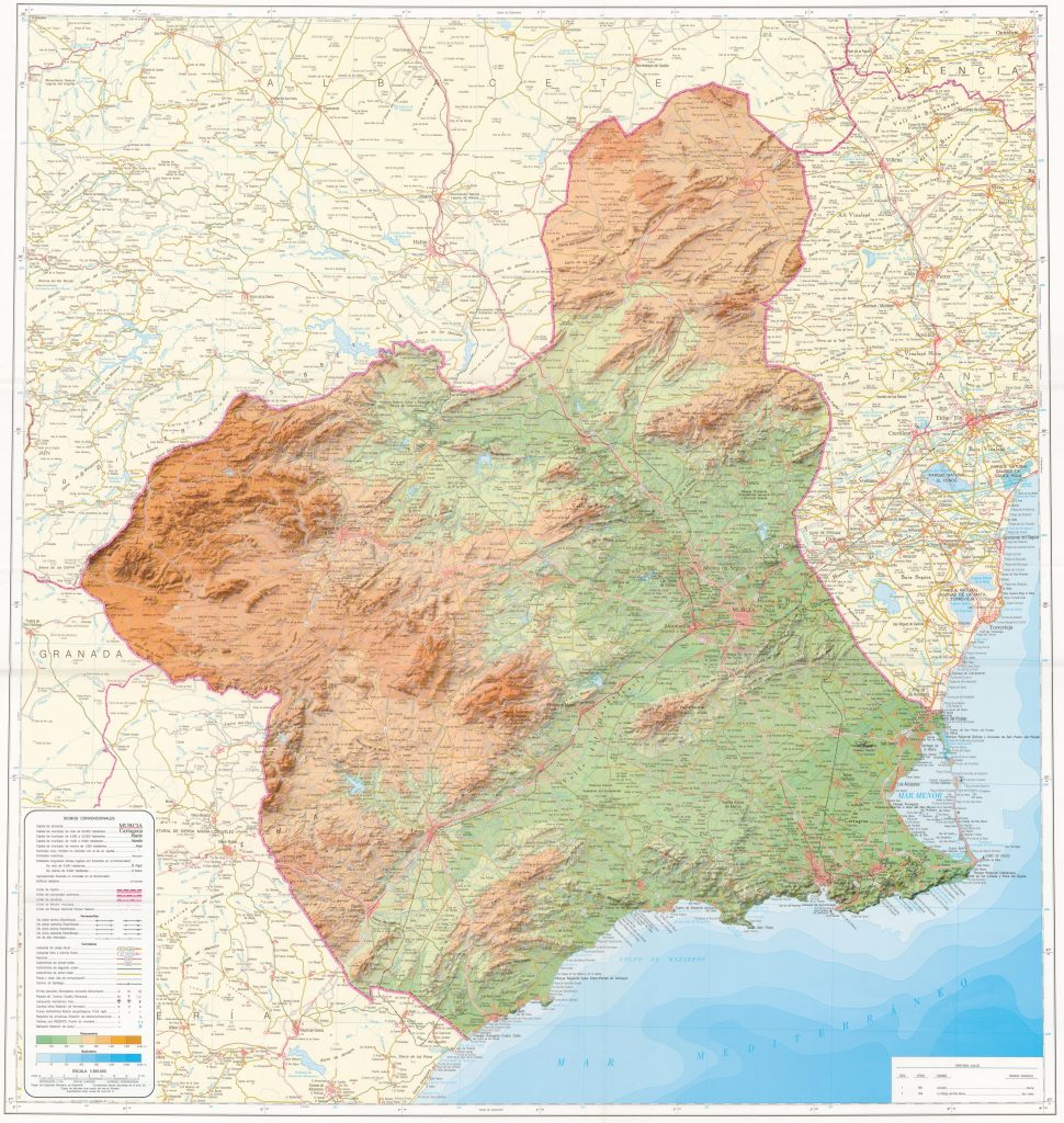 Mapa de la Región de Murcia.