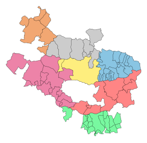 Mapa mudo de las cuadrillas (comarcas) de la provincia de Álava.
